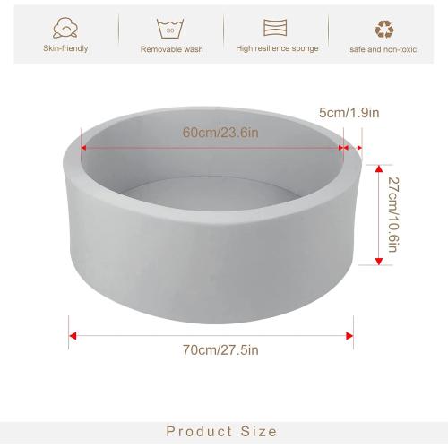 Small Memory Foam Ball Pit Indoor Round Ball Pit (NO Balls) for Toddler Kids Children (Light Gray)