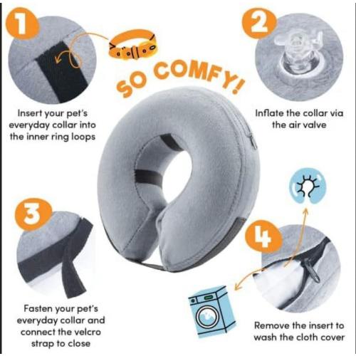 BENCMATE Inflatable Dog Cone Collar Alternative, Soft Dog Cone for Small Medium Large Dogs and Cats, Neck Recovery ECollar Donut Collar After Surgery (Medium, Blue)