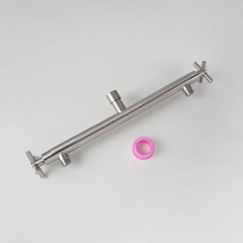 Shower Head Manifold with Double Outlet and Shut Off Valves for Dual Sprayer Showering System,Can Connect Two Showerheads,Brushed Nickel,STN02-L