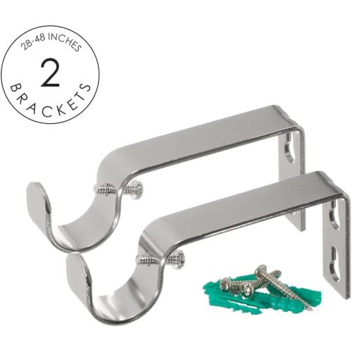 Ivilon Window Curtain Rod Decorative End Cap Design, 1 Inch Rod, 28 to 48 Inch. Chrome