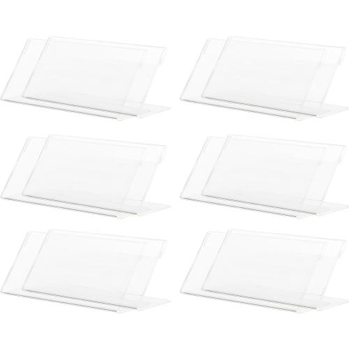Bonsicoky 10 Pack Mini Clear Acrylic Sign Display Holder, L Shaped | Name Card Price Card Display Stand, For Office, Store, Restaurant, 3.5 x 2.5 In