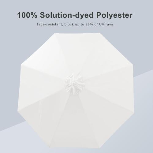 Tempera 9ft Auto Tilt Scalloped Patio Umbrella with Fringe(White) | Outdoor Table Umbrella, Fade Resistant Canopy, 8 Sturdy Ribs, Luxurious Vintage, For Lawn, Pool, Deck, Balcony