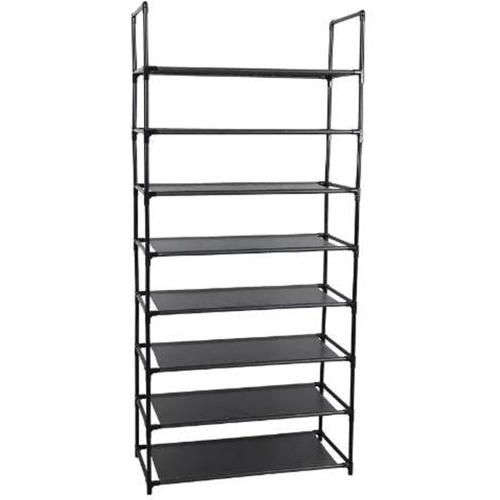 8-tier Modern Stackable Shoe Rack for front door entrance, Expandable & Adjustable Fabric Shelves shoe Storage Organizer, Black shoe storage cabinet, shoe organizer