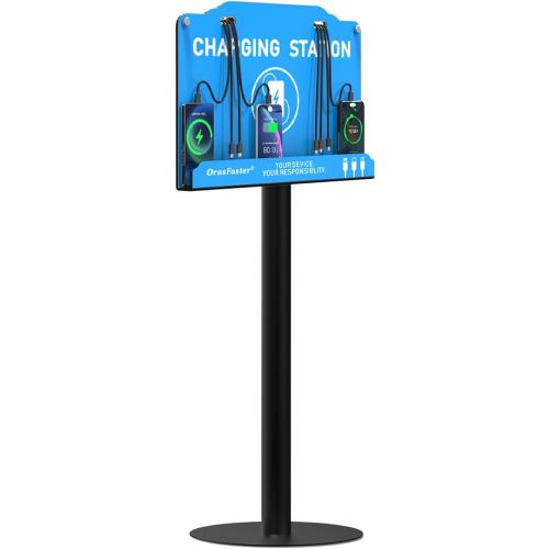 Floor Standing Cell Phone Charging Station Multi-Device Station with 8 Charger Ports Compatible with Smartphones Tablets Application for Schools, Office, Shopping Malls