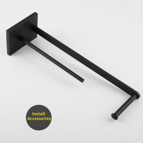 GERZWY SUS 304 Stainless Steel Bathroom Free Standing Toilet Paper Holder Toilet Roll Holder for Bath, Matte Black DZY022-BK