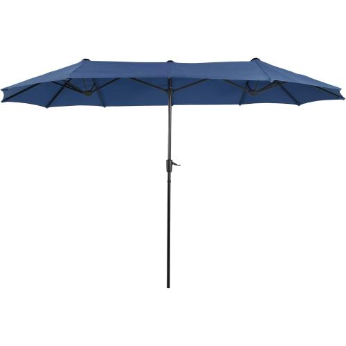 PHI VILLA 13 ft Outdoor Patio Umbrella, Large Rectangular Double Sided Market Table Twin Umbrellas with Crank Handle for Deck Pool, Navy Blue