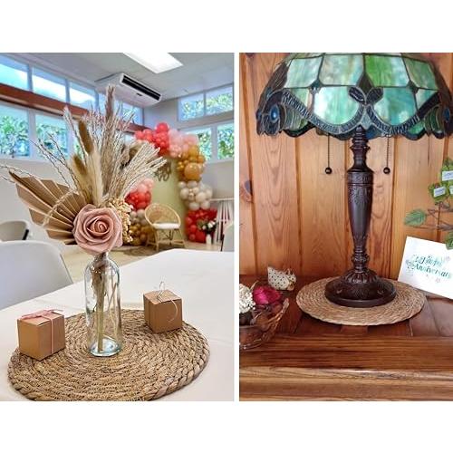13 in Round Woven Placemats Plate Chargers Set of 4, Boho Farmhouse Rustic Woven Place Mats for Dining Table Decor, Rattan Wicker Table Mats Indoor Fall Chargers for Dinner Plates