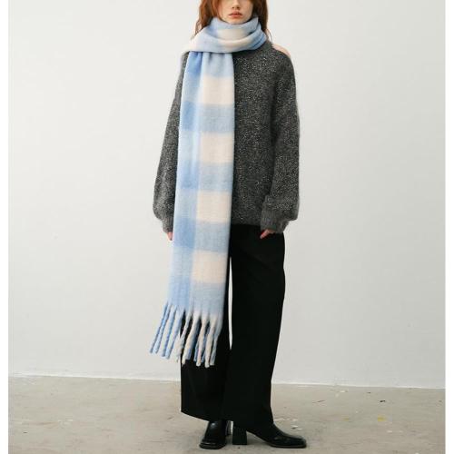 Big Chunky Plaid Scarf Colorful Checked Oversized Thick Scarves Soft Large Cashmere Wool Winter Warm Blanket Women