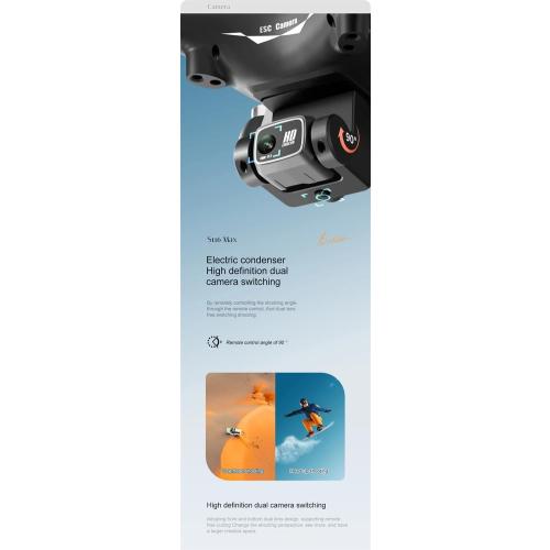 UAV Drone with Camera MAX Drone Professional 8K Dual Camera Optical Flow Brushless 360° Obstacle Avoidance WIFI FPV,Black