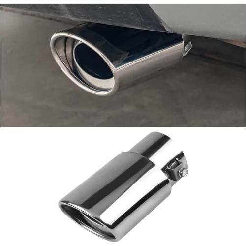 Stainless Steel Car Exhaust Tip, 2.5 Inlet 3.3 Outlet Adjustable Chrome-Plated Finish Exhaust Tailpipe, Car Exhaust Pipe Modification Tail Throat Tail Pipe, Fit for Most Cars (Straight, Silver)