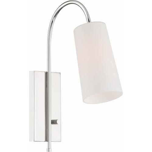 Crystorama Alexa 1 Light Glass Shaded Polished Nickel Task Sconce