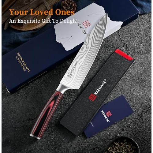 KEEMAKE 8 Chef Knife, Ultra Sharp Kitchen Knife with Ergonomic Handle