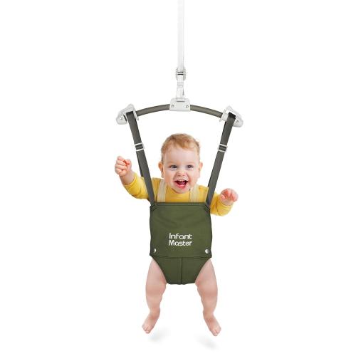 Master Baby Doorway Jumper - Sturdy with Adjustable Strap, Soft Johnny Bouncer Seat, Ideal Gift for Infant, Free Installation, Green