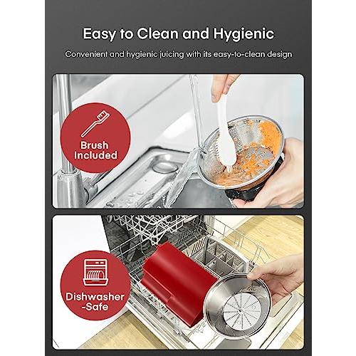 Juicer Machines, Juilist 3 Wide Mouth Juicer Extractor Max Power 800W, for Vegetable and Fruit with 3-Speed Setting, 400W Motor, Easy to Clean, Red