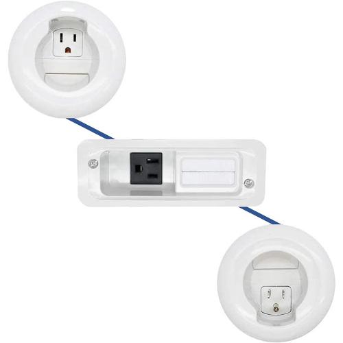 Legrand Wiremold WMC801 In Wall TV Power and Soundbar Grommet Kit, Cable Management Kit, Mounting Brackets and Hole Saw Included, White (1 Pair)