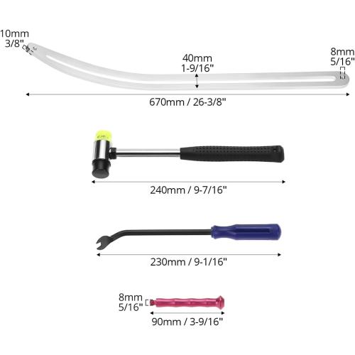 ‼️may be missing or broken pieces also with scratches ‼️QWORK Car Dent Removal Tool Kit, Stainless Steel Auto Fender Repair Puller, Crowbar Tools Hook Rods, Lifter Big Curved Rod, with Curved Rods, Rubber Mallet, and Hooks