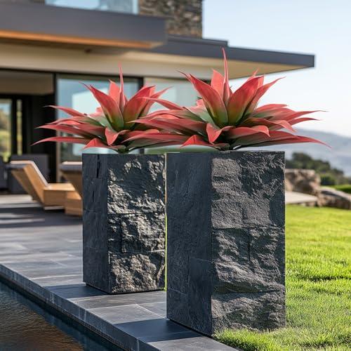 Artificial Agave Plants,Large UV Resistant Fake Agave Planters for Indoor and Outdoor Decorating Artificial Plants for Outdoors Fake Plants 2Pack, 28 Red