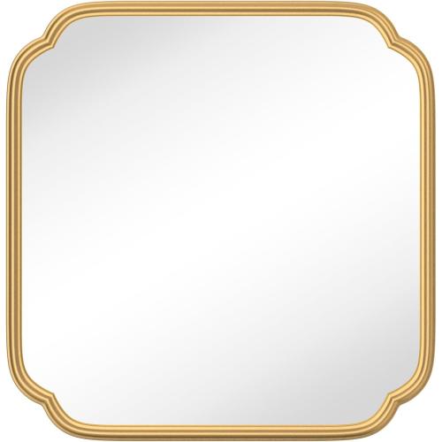 Ferytange Gold Bathroom Mirror for Wall 24 x 24 Modern Rounded Corner Square Mirror with Non-Rusting Iron Metal Framed Bathroom Vanity Mirror for Over Sink Wall Decor Horizontal/Vertical