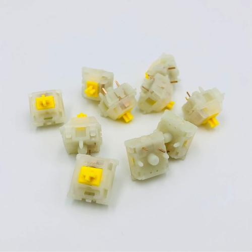Yellow GATERON Milky Yellow Pro Switches Pre-lubed 5 Pin Linear Keyboard Switches for MX Mechanical Keyboard (90 Pcs, Yellow)