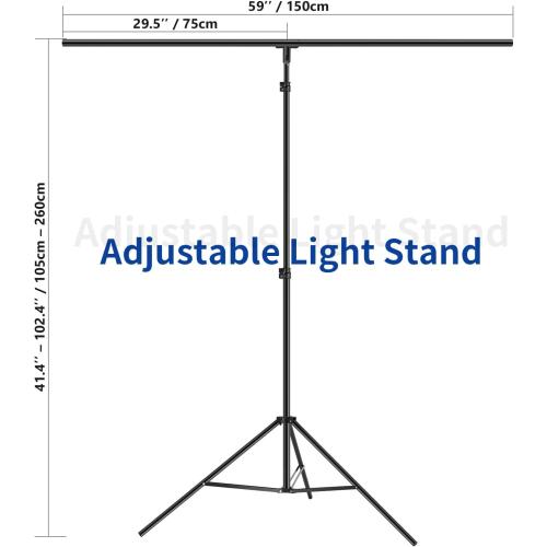 Neewer T-Shaped Background Backdrop Support Stand Kit, 8.5ft/2.6m Tall Adjustable Tripod Stand and 5ft/1.5m Wide Crossbars with 6 Spring Clamps and 1 Carrying Bag for Studio Photo Video Photography