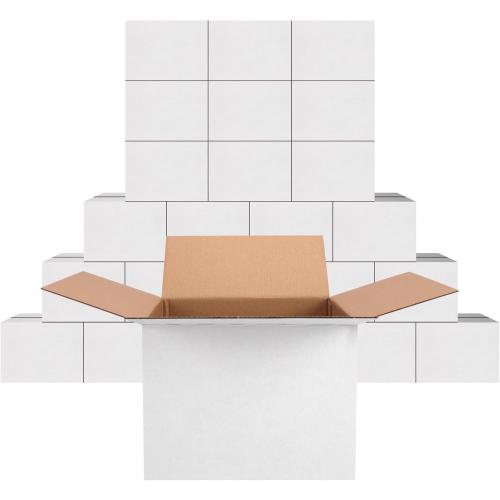 PETAFLOP 25 Pack White 8x8x6 Shipping Boxes, Small Cardboard Corrugated Box for Business, Mailing, Mailer, DIY