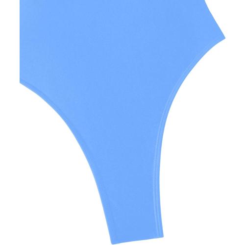 Size XL Blue Sexy Backless Cheeky High Cut Leg Thong V Neck One Piece Swimsuit