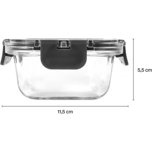 Zyliss Glass Container, Shatterproof Glass, Airtight Food Storage Box with Sealable Lid, Microwave Safe, BPA Free Lid, Freezer Safe, Fridge Storage, Food Container, 6.3in x 4.7in x 2, 12.5oz