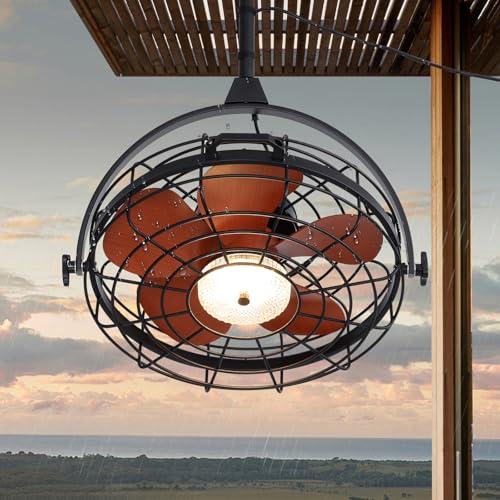 23 Waterproof Outdoor Ceiling Fan with Light, Outdoor Hanging Fan for Patio, 6-Speed & 3 CCT LED, Caged Ceiling Fan with Smart APP & Remote Control, Perfect for Gazebo, Pergola, Canopy
