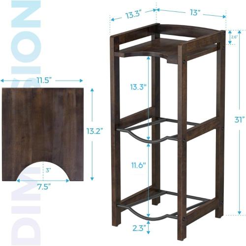 Natural Wood 5 Gallon Water Dispenser Stand - 31H, 3-Tier Jug Holder with Top Shelf