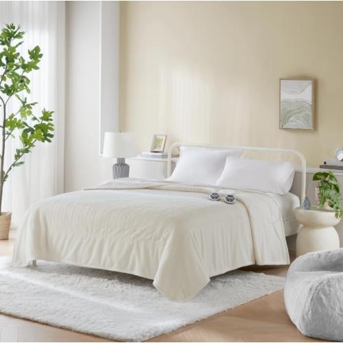 Serta Heated Blanket, Eletric King Size Blanket, Soft, Warm, Fuzzy Heating Blanket King for Office, Couch, 1-12 hr Auto Shut Off Timer, 10 Lv Heat Setting, ETL Certified, King 100 x 90 Ivory