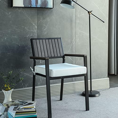 Color Grey Patio Chair Cushions Non Slip Bottom Chair Pad with Ties Set of 2 Waterproof Square Outdoor Seat Cushion Replacement for Garden Swing Furniture
