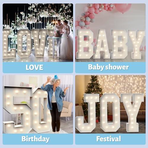 4FT Light Up Marquee Letter K - Large Foam Board Mosaic Kit | Includes Stand and Weighted Water Bag for Wedding, Birthday, Anniversary and Baby Shower Party Decoration