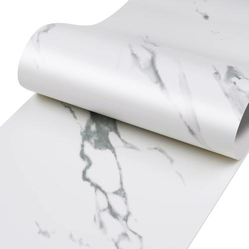 Stickyart 15-Piece White Marble Peel and Stick Floor Tile for Bathroom Floor Tile Peel and Stick on Wall Vinyl Flooring Roll Waterproof 12x24 Self Adhesive Vinyl Flooring Tiles for Kitchen Bedroom