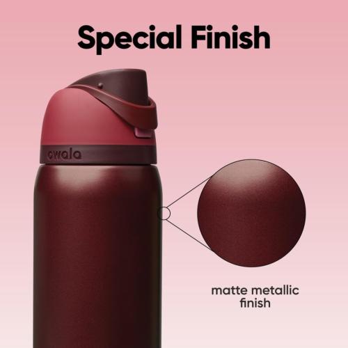 Owala FreeSip Insulated Stainless Steel Water Bottle with Straw, BPA-Free Sports Water Bottle, Great for Travel, 32 Oz, Black Cherry