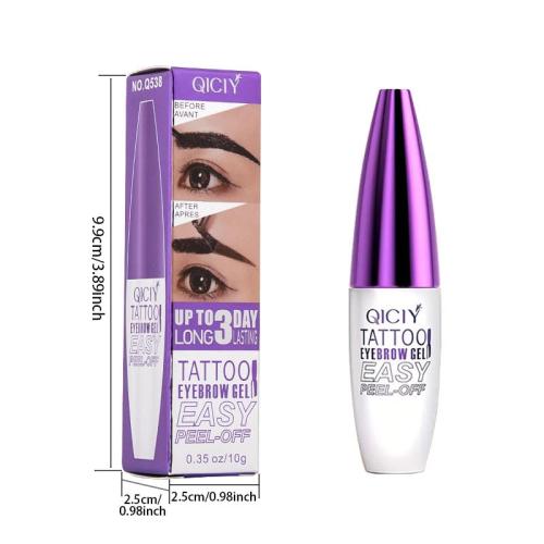 Black Easy Tatoo Eyebrow Gel Peel off - Semi-Permanent Tattoo Eyebrow Tint Kit Waterproof Long - Eyebrow Mascara Volume and Length