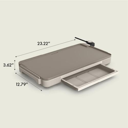 bella 12 x 22 Electric Griddle with Warming Tray, EverGood™ Ceramic Nonstick Coating & Removable Temperature Probe, Dishwasher-Safe Drip Tray & Cool Touch Handles, 1500 Watt, Oatmilk MAY HAVE MISSING ACCESSORIES