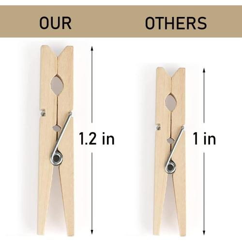 Mini Clothes Pins, 260 PCS Small Wooden Clothes Pin with Jute Twine, Clothespins, Clothes Pins for Photos Crafts DIY Project