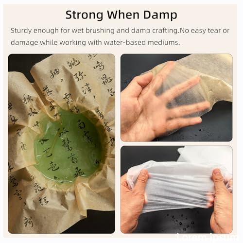 Reelartisy 9.4x787 Art Paper Roll, 16gsm Bamboo Fiber Tracing Paper, Ultra-Thin Translucent Antiquedfor Cyanotype, Calligraphy & Lanterns, Includes Storage Tube