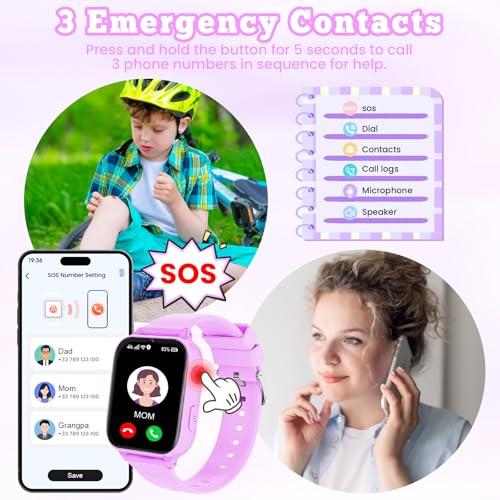 4G Kids Smart Watch for Boys Girls GPS Tracker, Children Watches Phone Call