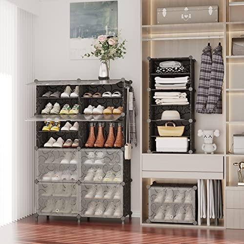 AWTATOS 8 Tiers Shoe Rack Organizer, 32 Pair Shoe Storage Cabinet, Black
