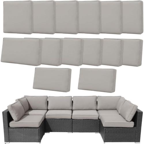 14Pcs Outdoor Cushion Covers Replacement Washable w/Zipper for 6-Seaters Sofa Patio Slipcovers Set Seat and Back Covers Only-25x25x3.15inch