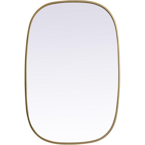 Elegant Decor Brynn 24x36 Oval Modern MDF Wood/Iron Mirror in Brass