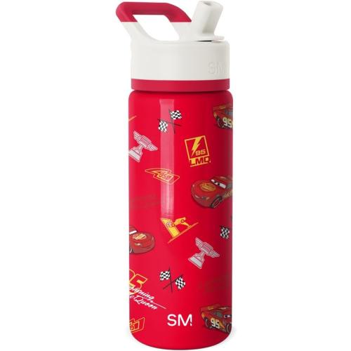 Size 18oz Color red Cars Lighting McQueen Simple Modern Kids Summit Water Bottle with Straw Lid |Disney Lightning McQueen 18oz Stainless Steel Cup Insulated Tumbler for Boys, School | Cars Lightning Speed