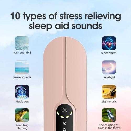 Under Pillow Speakers for Sleeping Bluetooth, Bone Conduction Technology, 3D White Noise Generator, Volume Control & Sleep Timer, Side Sleeper Friendly (Pink)