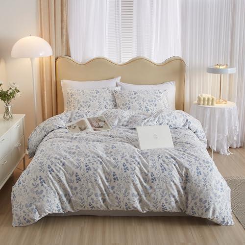 Blue Floral Comforter Size QUEEN Floral Botanical Bedding Comforter