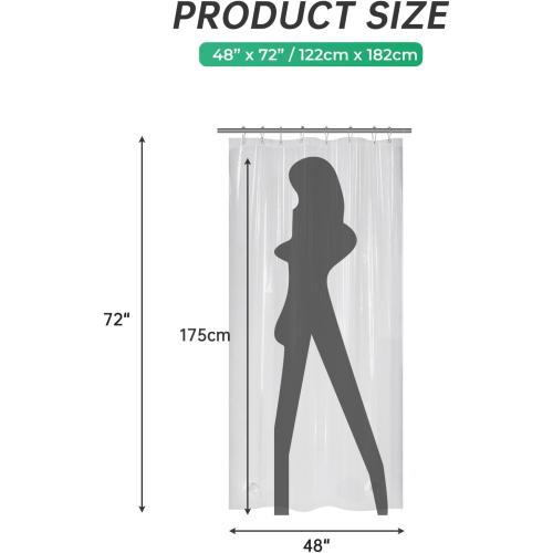 AmazerBath 48x72 Shower Curtain Stall, Small Shower Curtain for Shower Stall, Clear Bathroom Curtain Plastic, Thick PEVA Bathroom Accessories with 2 Clear Weighted Stones and 8 Grommet Holes