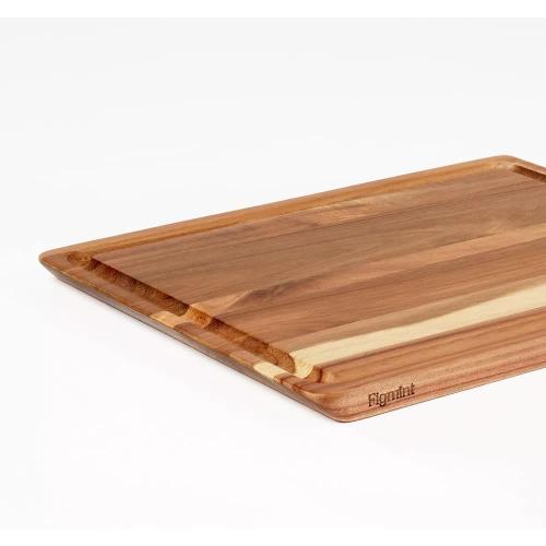 Figmint 2pc Reversible Acacia Wood Cutting Board Set, Natural Wood Kitchen & Charcuterie Boards with Juice Canal