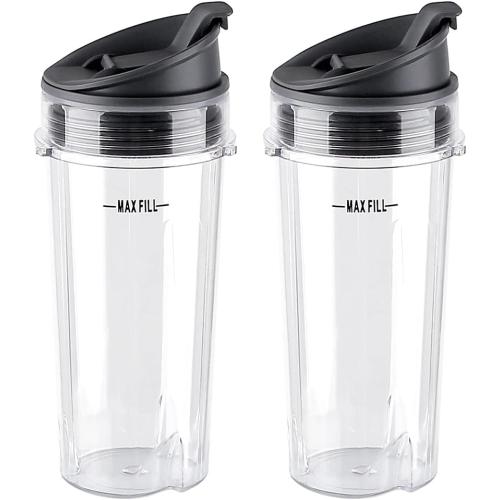Replacement Parts 16oz Single Serve Cup with Sip&Seal Lid, Compatible with Ninja Blender BL200 30/ BL201 30/BL201C 30/BL203QBK/BL100 (2 Pack)