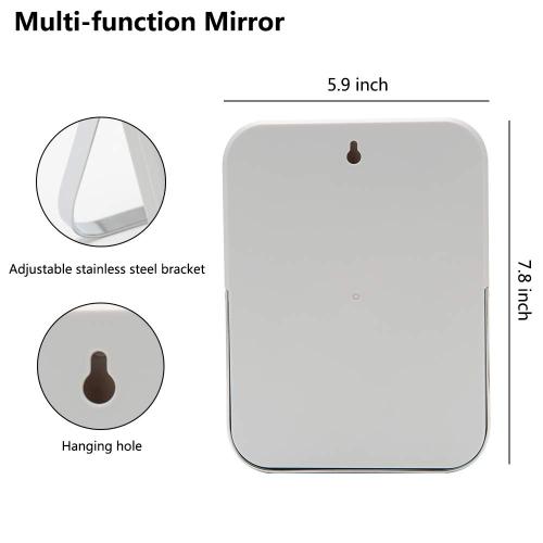 YEAKE Table Desk Vanity Makeup Mirror,8-Inch Portable Folding Mirror with Metal Stand 90°Adjustable Rotation Tavel Make Up Mirror Hanging Bathroom for Shower Shaving(Gray)