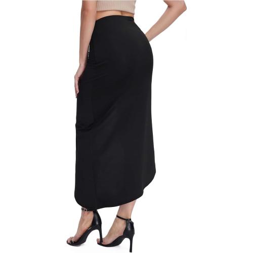 Color Black  Dance and Sway Women's  Asymmetrical Split Skirts High Waist Elegant Skirts